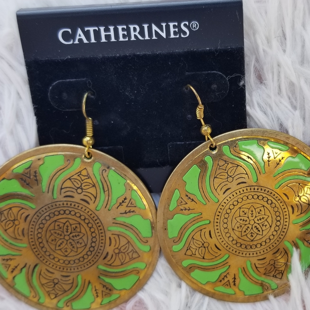 Green/Gold Earrings
